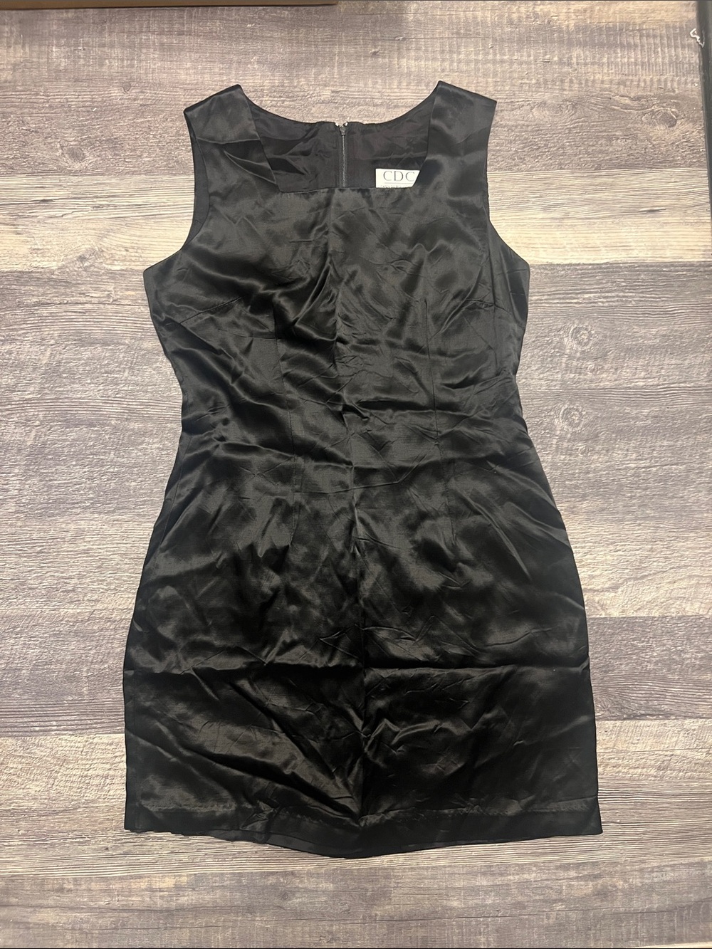 Vintage 90’s CDC Black Sleeveless Satin Whimsigoth Sheath Dress